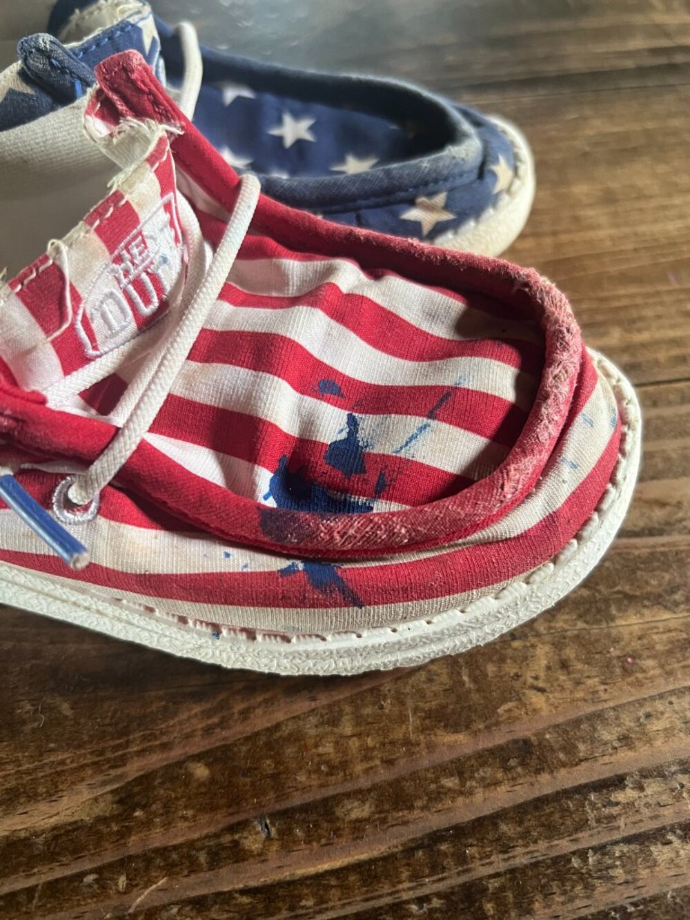Hey Dude - Wally Youth Patriotic Flag Shoe 12 / Red/White/Blue - Picture 5 of 5